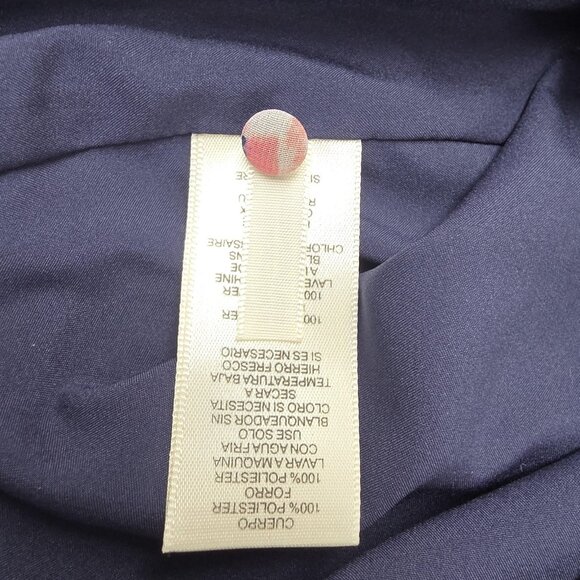 Eliza J Dress Womens 18W Navy Blue Floral Chiffon Long Sleeve Ruffle Hem Shift - Picture 11 of 16